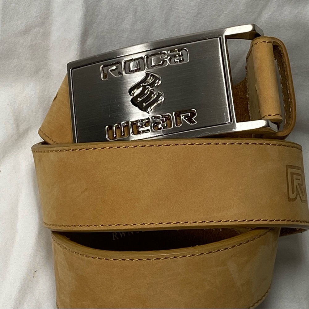Rocawear Tan Leather Belt with Silver Buckle